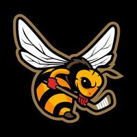 abeille le hockey modèle mascotte logo vecteur