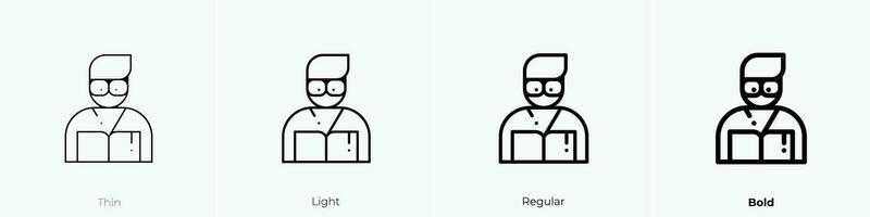 étudiant icône. mince, lumière, ordinaire et audacieux style conception isolé sur blanc Contexte vecteur