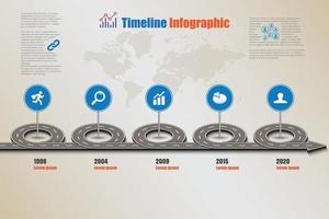 modèle d'infographie de chronologie de feuille de route d'entreprise avec des pointeurs conçus pour l'abstrait jalon diagramme moderne technologie de processus numérique marketing données présentation graphique illustration vectorielle vecteur