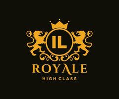 d'or lettre il modèle logo luxe or lettre avec couronne. monogramme alphabet . magnifique Royal initiales lettre. vecteur