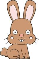 mignonne dessin animé vecteur illustration de une marron lapin