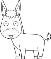 facile coloration dessin animé vecteur illustration de une âne