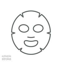 faciale feuille masque icône. cosmétologie, médicament santé se soucier. peau se soucier beauté produit emballage. cosmétique spa produit pour nettoyer peau. contour style vecteur illustration conception sur blanc Contexte. eps dix