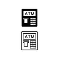 au m icône, machine banque. contour style. crédit débit pour achats et e Commerce signe bancaire applications sites Internet. automatique caissier ligne et solide style vecteur illustration conception sur blanc Contexte eps dix