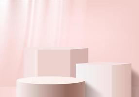 podium rose minimal et scène avec vecteur de rendu 3d dans la composition abstraite de fond, illustration 3d maquette formes de plate-forme de forme géométrique de scène pour l'affichage du produit étape pour le produit dans le moderne.