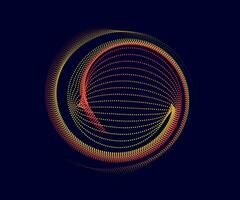 abstrait noir Contexte avec lignes et cercles, une bleu et rose à pois ligne sur une blanc arrière-plan, une circulaire point modèle rose couleurs, dégradé de points logotype circulaire forme spirale demi-teinte cercle vecteur