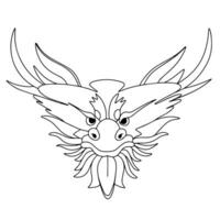 main tiré griffonnage du dragon diriger. contour du dragon diriger. du dragon masque. vecteur illustration.