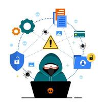illustration du concept en ligne de sécurité des données personnelles et de cybersécurité des données vecteur