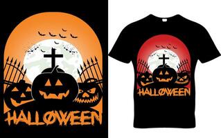 vecteur Halloween effrayant citrouille nuit T-shirt conception