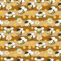 abeille modèle sans couture et honeycomp dans les personnages de dessins animés vecteur