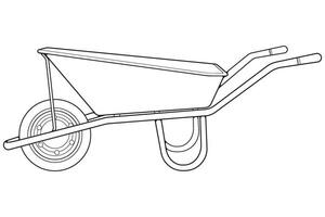 Célibataire roue brouette vecteur .chariot ligne art vecteur illustration isolé sur blanc Contexte. roue brouette contour illustration.