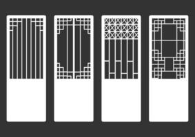 motif de cadre d'ornement coréen traditionnel. ensemble d'art de décoration antique de porte et de fenêtre. illustration vectorielle de silhouette. panneau découpé au laser. vecteur