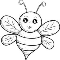 dessin animé esquisser de abeille isolé vecteur