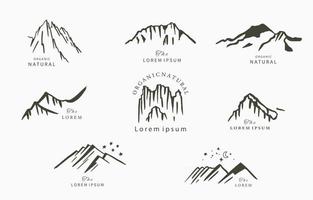 ligne noire naturelle avec montagne et étoile vecteur