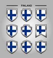 Finlande nationale emblèmes drapeau avec luxe bouclier vecteur