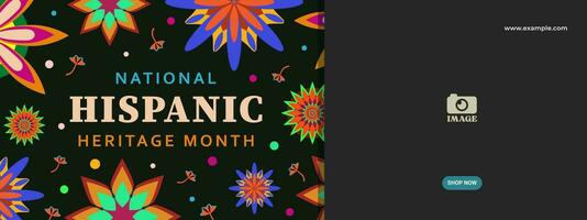 hispanique patrimoine mois. abstrait floral ornement bannière conception, rétro style avec texte vecteur