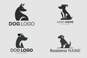 noir et blanc chien silhouette logo conception, vecteur chien logos