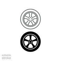 voiture roue icône symbole vecteur ligne et glyphe icône. plat et contour pneu, voiture jante, pilotage roue disques pour automobile logo. modifiable accident vasculaire cérébral vecteur illustration. conception sur blanc Contexte. eps dix