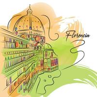 aquarelle esquisser de florence paysage urbain vecteur illustration