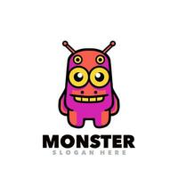 mignonne monstre dessin animé logo conception vecteur