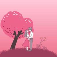 grand couple isolé amoureux, heureuse jeune fille et garçon amoureux, illustration vectorielle plane concept valentine en style cartoon vecteur