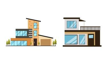 ensemble d'ensemble de différents styles de maisons d'habitation vecteur plat