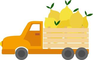 vecteur illustration avec Orange un camion avec citron dans dessin animé style