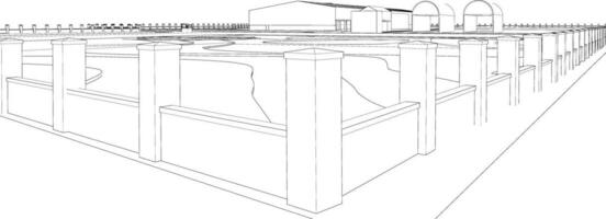 3d illustration de industriel bâtiment vecteur