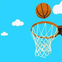 basketball Aller pour le cerceau contre une clair bleu ciel vecteur