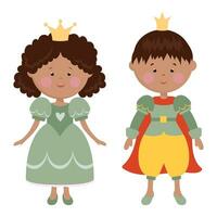 vecteur illustration de une Princesse et une prince dans vert. princesse. prince. les enfants. personnages.