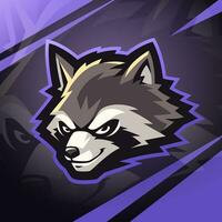 création de logo de mascotte esport tête de raton laveur vecteur