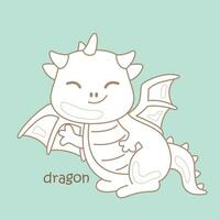 alphabet ré pour dragon vocabulaire école leçon dessin animé numérique timbre contour vecteur