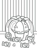 marrant citrouille jack o lanterne Halloween dessin animé coloration pages pour des gamins et adulte activité vecteur