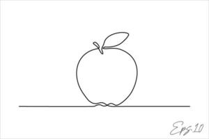 continu ligne art dessin de Pomme fruit vecteur