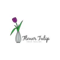 tulipe fleur avec vase logo pour beauté féminin vecteur icône symbole conception