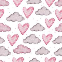 modèle sans couture de la Saint-Valentin avec coeur, nuage. parfait pour le papier peint, l'arrière-plan de la page Web, le textile, les cartes de voeux et les invitations de mariage vecteur