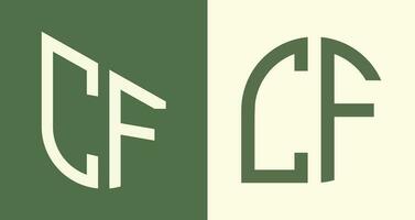 ensemble de conceptions de logo cf lettres initiales simples créatives. vecteur