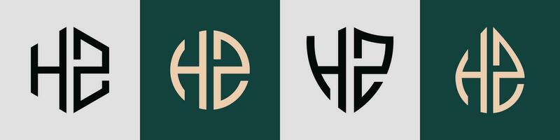 Créatif Facile initiale des lettres hz logo dessins empaqueter. vecteur