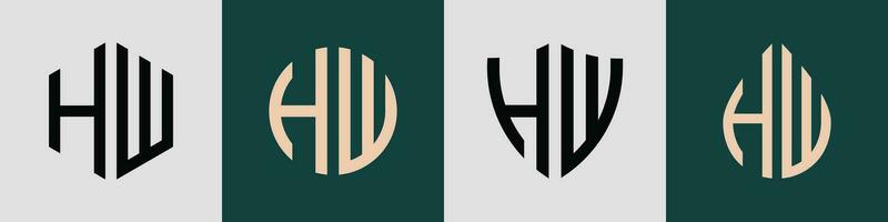 Créatif Facile initiale des lettres hw logo dessins empaqueter. vecteur