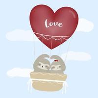 paresseux dans un ballon d'amour avec un fond de couleur claire. illustration colorée transparente pour la Saint-Valentin. vecteur