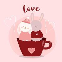 motif de fond de cercle vectoriel avec des chats sur une tasse rouge. illustration colorée transparente pour la Saint-Valentin.