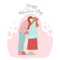 couple amoureux. homme et femme s'embrassant affectueusement. personnages pour la fête de la saint valentin. illustration vectorielle en style cartoon vecteur