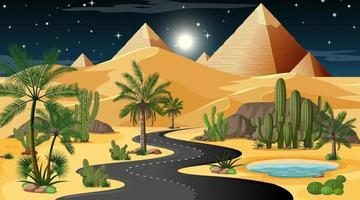scène de route de nuit dans le désert vecteur