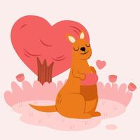 maman kangourou australienne, animaux pour enfants. illustration de bébé. fond de vecteur coloré dessiné à la main avec amour.