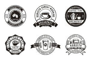 ensemble de café, café et emblèmes vintage badges vecteur