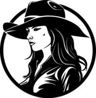 cow-girl - minimaliste et plat logo - vecteur illustration