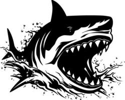 requin - noir et blanc isolé icône - vecteur illustration