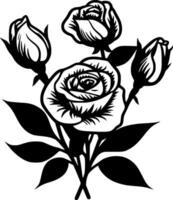 des roses - noir et blanc isolé icône - vecteur illustration