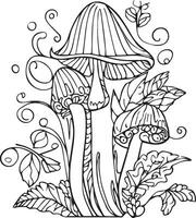 champignon Bonjour chute vecteur art Naturel l'automne feuille de dessiné à la main illustration isolé sur une blanc Contexte agrafe art coloration livre et pages.