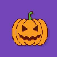 citrouille Halloween pixel art sur violet Contexte vecteur